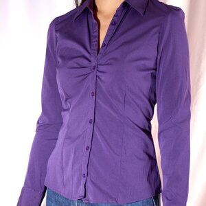 Purple fitted shirt with frowned detail by Twik